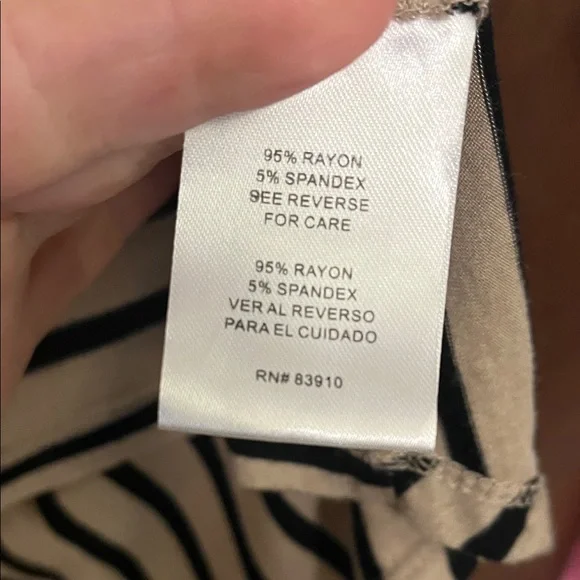 RXB Black and Beige Striped Asymmetrical Open Front Cardigan Style Top - Picture 3 of 14